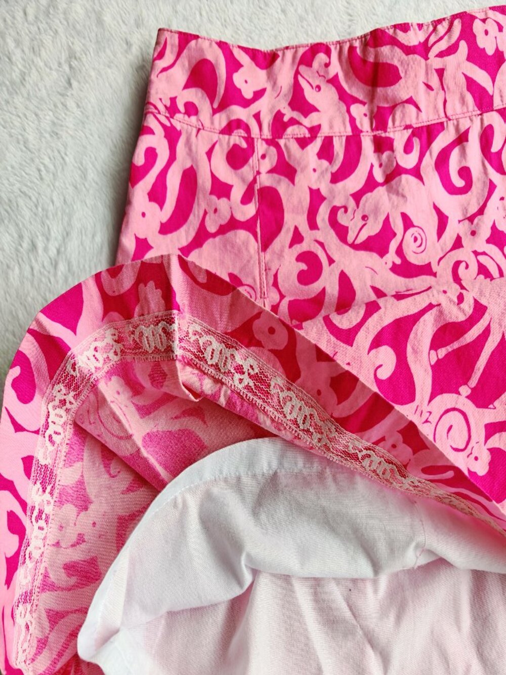 Lilly Pulitzer Girls Pink Print Mini Skirt Size 8 Preppy Summer Aesthetic XS Pet - Picture 8 of 9